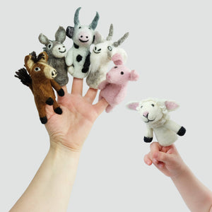 Wool Felt Finger Puppets Barnyard Animals