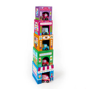 Stackables Nested Cardboard Toys & Cars Set : Rainbow Town